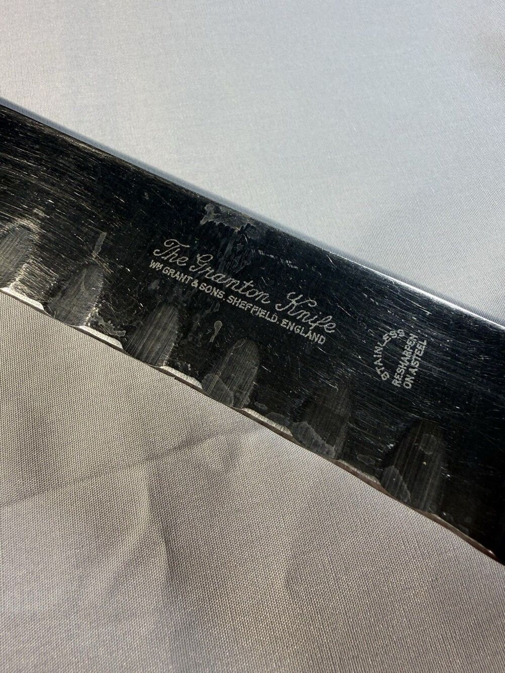 VTG Granton Knife Sheffield England Butcher Stainless Steel Wooden Handles 15.5